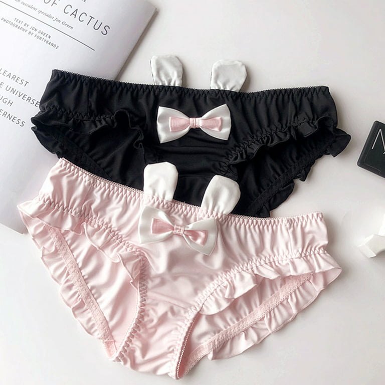 ZUARFY Lolita Cute Bow Panties Underwear Women Ruffled Trim Rabbit