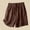 Coffee, variant on NTACZA Cotton Linen Shorts Women Embroidered Drawstring Shorts Elastic Waist Boho Ladies Shorts L