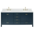 thumbnail image 2 of Ariel Cambridge 72 Inch Double Oval Sink Bathroom Vanity With Carrara White Quartz Countertop 1.5 Edge In Midnight Blue, 2 of 10
