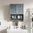 thumbnail image 2 of Bathroom Wall Cabinet with Towels Bar, 23.6" L x7.9 W x27.5 H MDF Material Medicine Cabinet, 2 Doors Over The Toilet Space Saver Storage Cabinet with Large Space, Grey, 2 of 15