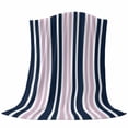 thumbnail image 6 of Navy Blue Pink Striped Blanket Soft Cozy Warm Throw Blanket for Couch, Plush Fuzzy Flannel Fleece Blankets for Sofa, Modern Minimalist Ombre Lines Bed Blankets Lightweight Gifts for Women, 50"x60", 6 of 9