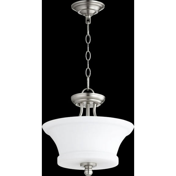 Quorum Lighting Rossington 2-Light Pendant, Satin Nickel, 13W x 13.5H, 75W, Dry Rated