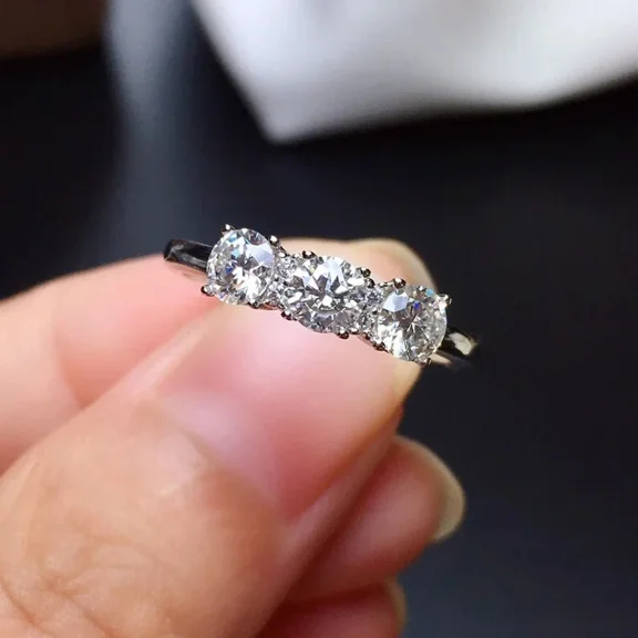 2.00CT Round Cut Simulated Diamond 3-Stone Engagement Ring 925 Sterling Silver