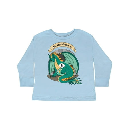 

Inktastic Fifth Birthday This Little Dragon is 5 Gift Toddler Boy or Toddler Girl Long Sleeve T-Shirt