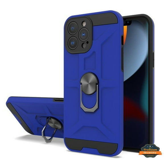 For Apple iPhone 13 Pro Max (6.7") Hybrid Ring Stand [360° Rotatable Ring Holder Magnetic Kickstand] Armor Shockproof TPU Phone Case Cover by Xpression [Blue]