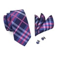 thumbnail image 2 of Dubulle Corbatas de seda tejidas para hombre, color rosa y azul, para boda, 2 of 5
