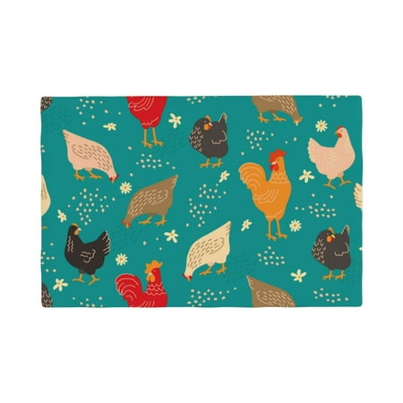 

Placemats Set of 4 / 6 Hens And Rooster Placemats for Dining Table Indoor/Outdoors Heat Resistant Washable Placemats 18 x 12
