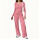 thumbnail image 1 of Karight Womens 2 Piece Sets Long Sleeve Slim Fit Crop Tops Wide Leg Pants Matching Lounge Set, 1 of 8
