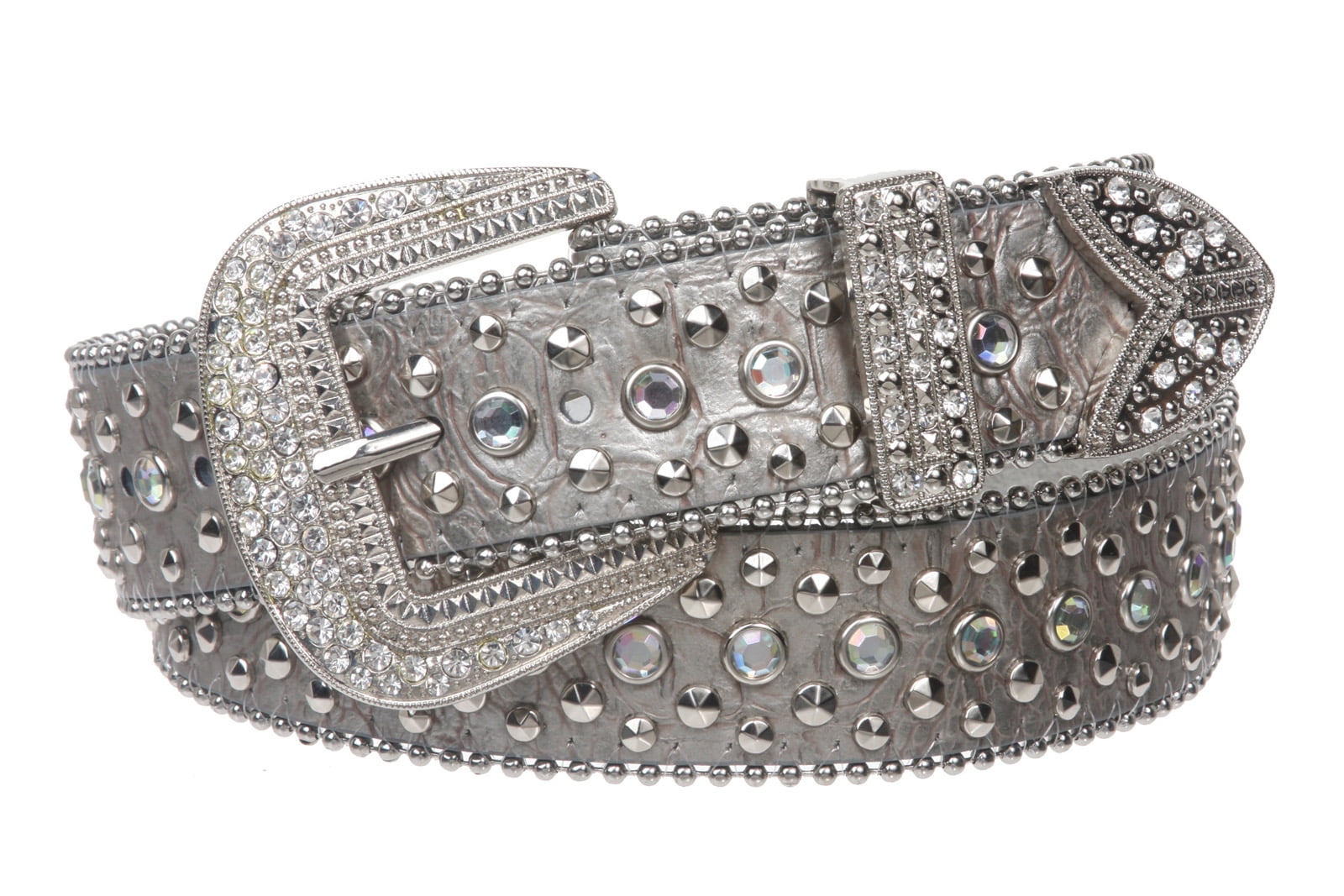 Western Rhinestone studded silver metallic Grommet Cowgirl Rodeo Belt Snap close Amazon.com: UTOWO Silver Sequins Rhinestone Belt for Women  main image 3