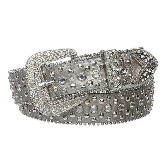 Snap On Western Cowgirl Alligator Rhinestone Studded Leather Belt