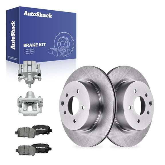 AutoShack Rear Vented Brake Rotors   Ceramic Pads   Calipers 8-PC Brake Kit Replacement for 2004-2005 INFINITI G35 2005 Nissan 350Z 12.11" (307.7 mm)