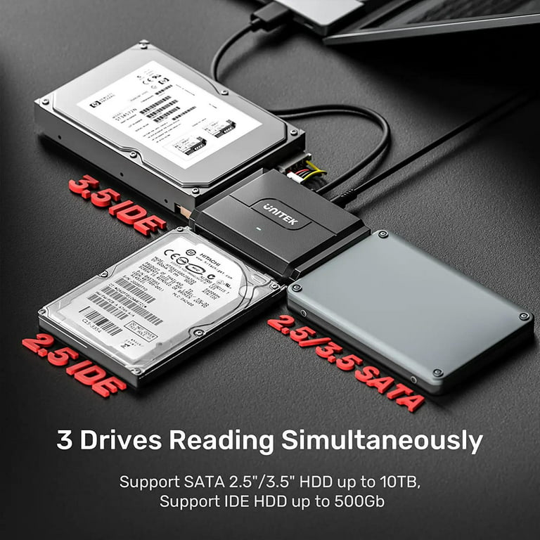 Unitek SATA/IDE to USB 3.0 Adapter, IDE Hard Drive Adapter for Universal  2.5/3.5 Inch IDE and SATA External HDD/SSD, Support 10TB 