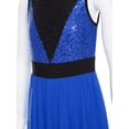 thumbnail image 5 of iEFiEL Girls Shiny Sequins Praise Lyrical Dance Dress High-Low Mesh Skirt Back Hollow Latin Jazz Dance Costume Royal Blue 16, 5 of 7
