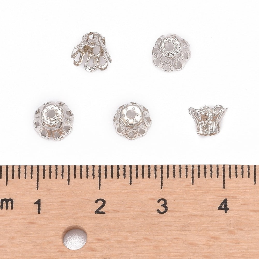 10000 pc Iron Bead Caps Platinum 6x4.5mm Hole: 1mm Inner Diameter: 5mm