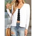 thumbnail image 5 of Women Cardigan Sweaters Long Sleeve Casual Light-Weight Button Down V-Neck Fall Sweater White M, 5 of 8