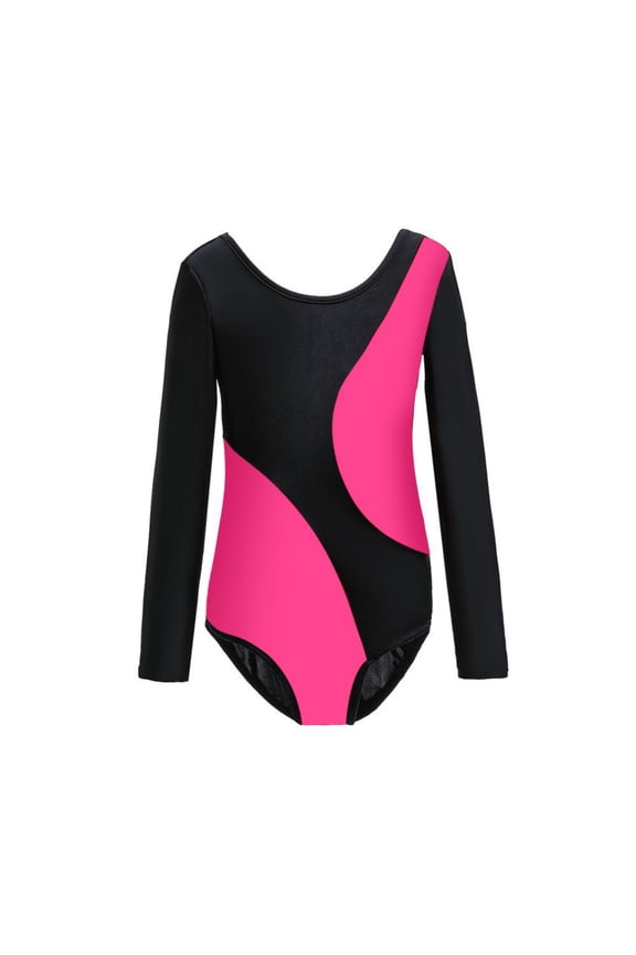 Leotards Girls Gymnastics Dance Clothes Kid Girls Long Sleeve Unitards Activewear One Piece Ballet Latin 3-14Y
