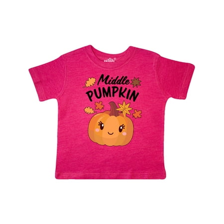 

Inktastic Middle Pumpkin with Fall Leaves Gift Toddler Boy or Toddler Girl T-Shirt
