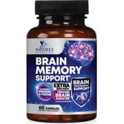 Brain Memory Supplement Pills - 3X Strength Nootropics for Concentration, Clarity & Focus Support - Brain Health Cognitive Vitamins with Bacopa, Phosphatidylserine & DMAE, Brain Booster - 60 Capsules