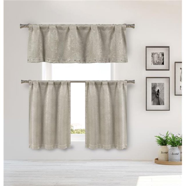 Kelvin MAKMS12 /14474 Tier & Valance Set - Occultation des Panneaux de Rideau de Fenêtre - Texturé - Taupe