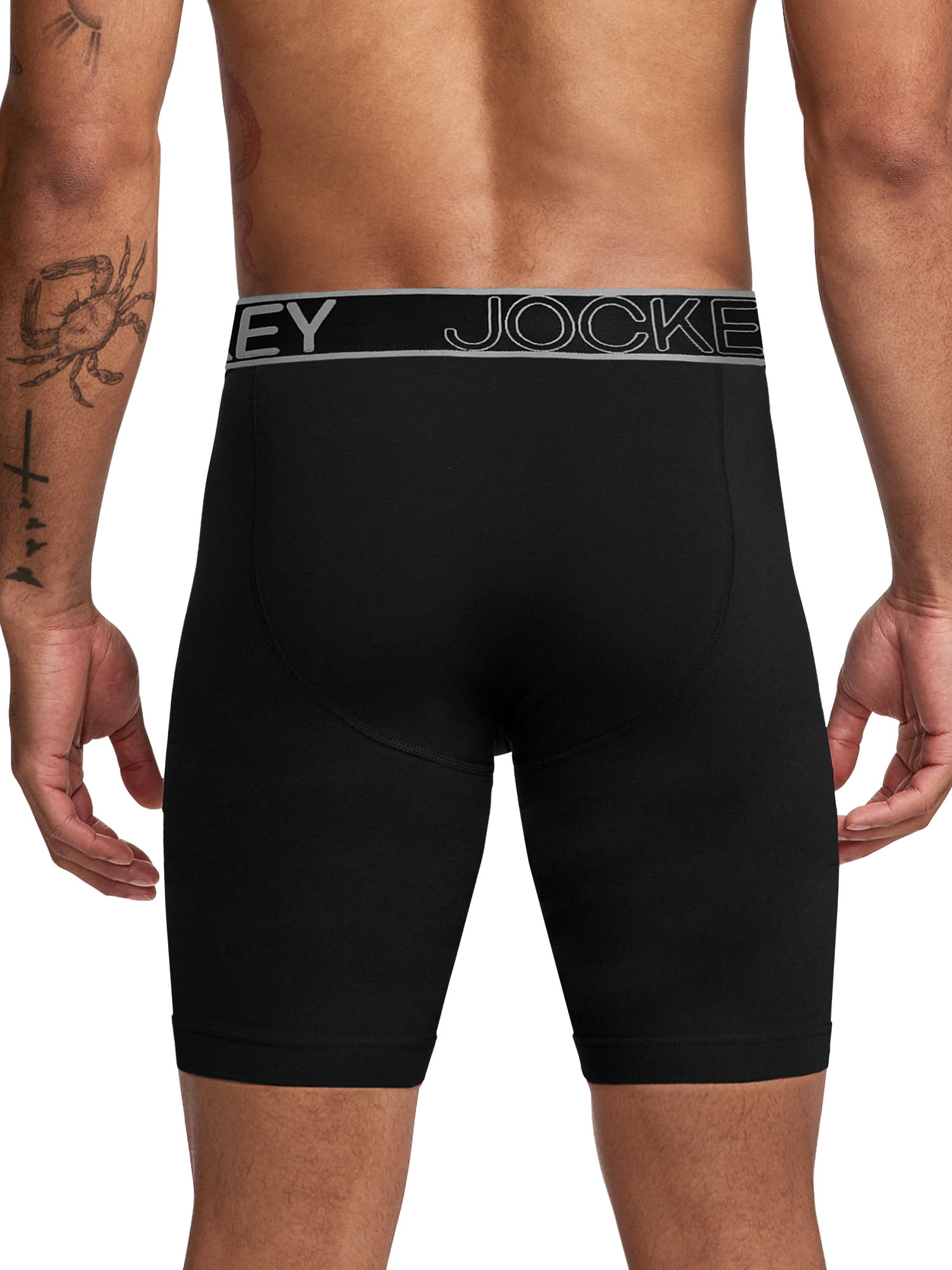 Jockey Essentials Men's Durable Cotton Stretch 8" Long Leg Boxer Brief - 3 Pack