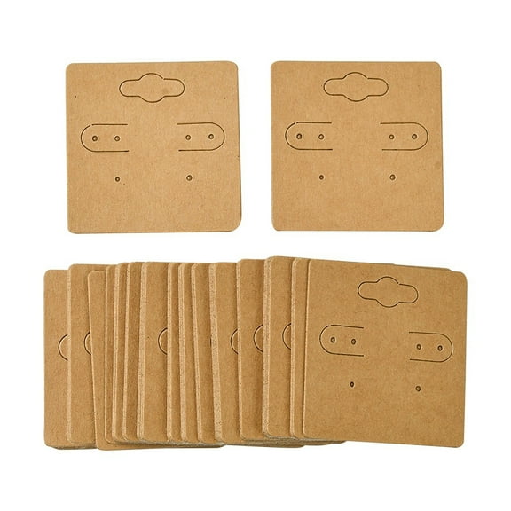 50pcs Kraft Paper Earring Display Cards with Hanging Hole Square Peru 5x5x0.02cm