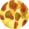 thumbnail image 1 of Ahgly Company Machine Washable Indoor Round Abstract Yellow Contemporary Area Rugs, 3' Round, 1 of 4