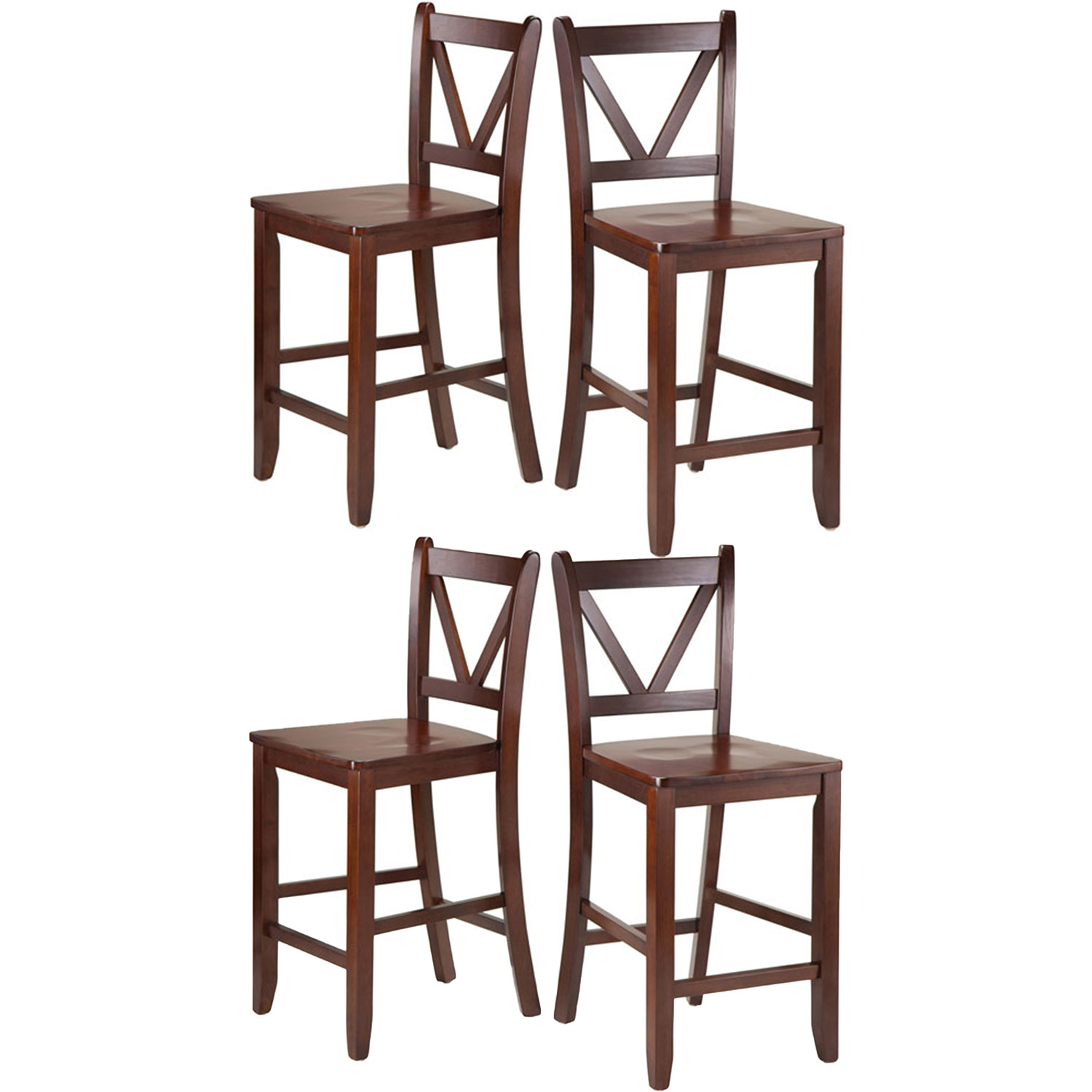 Winsome Element 24 Inch Solid Wood Counter Bar Stool Set, 4 Piece