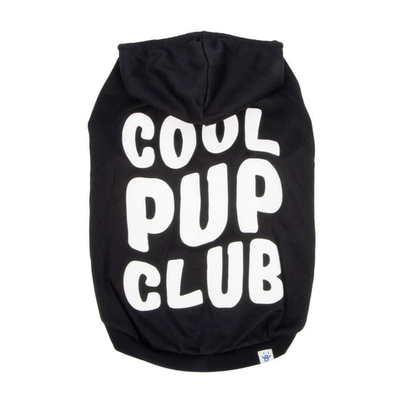 Oodles Cool Pup Club Bubble Hem Fall Dog Hoodie, Black, XS