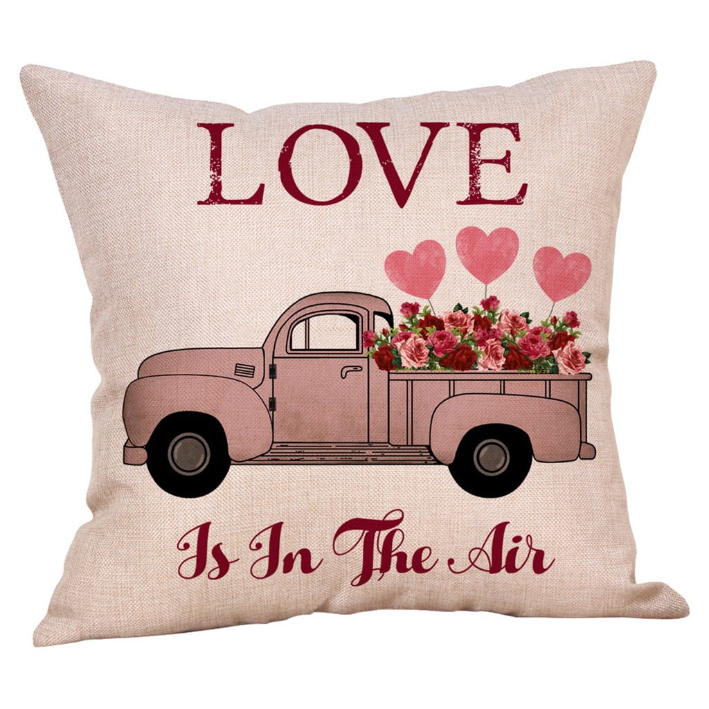 Happy Valentine's Day Throw Pillow Case Rose Sweet Love Pillow Cushion