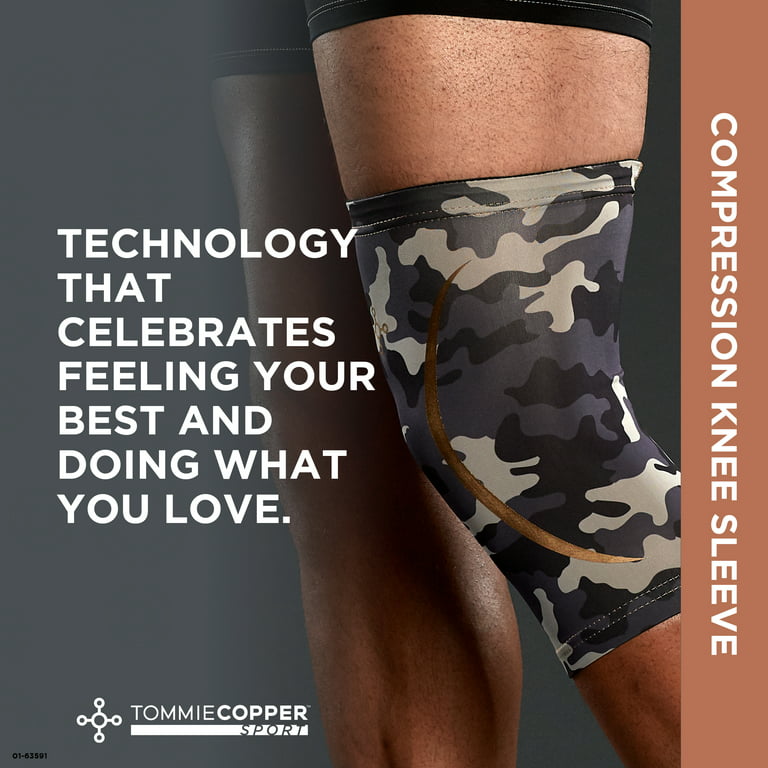 Tommie Copper Sport Compression Knee Sleeve, Grey Camo, Small