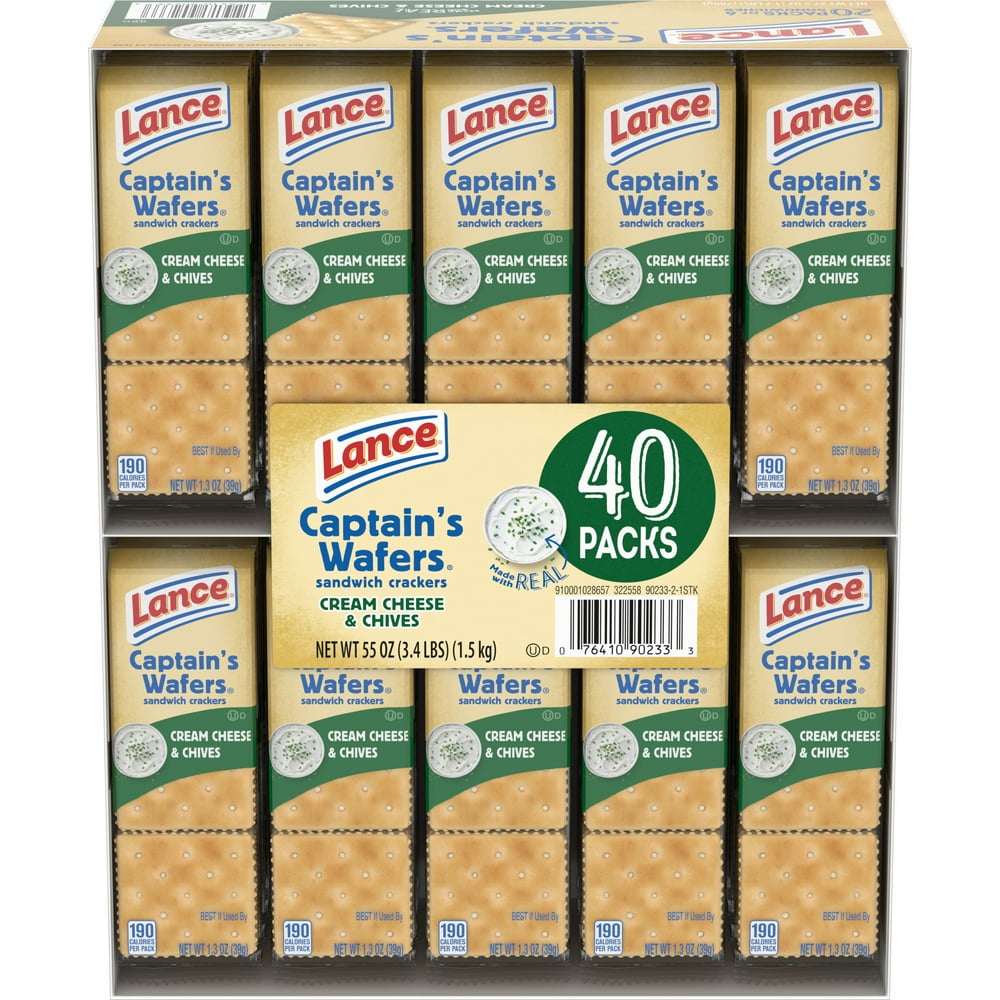 Lance Sandwich Crackers, Captain's Wafers Cream Cheese & Chives, 40 Ct