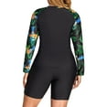 Womens Plus Size Long Sleeve Swim Rash Guard 2 Piece Swimsuits Half Zip