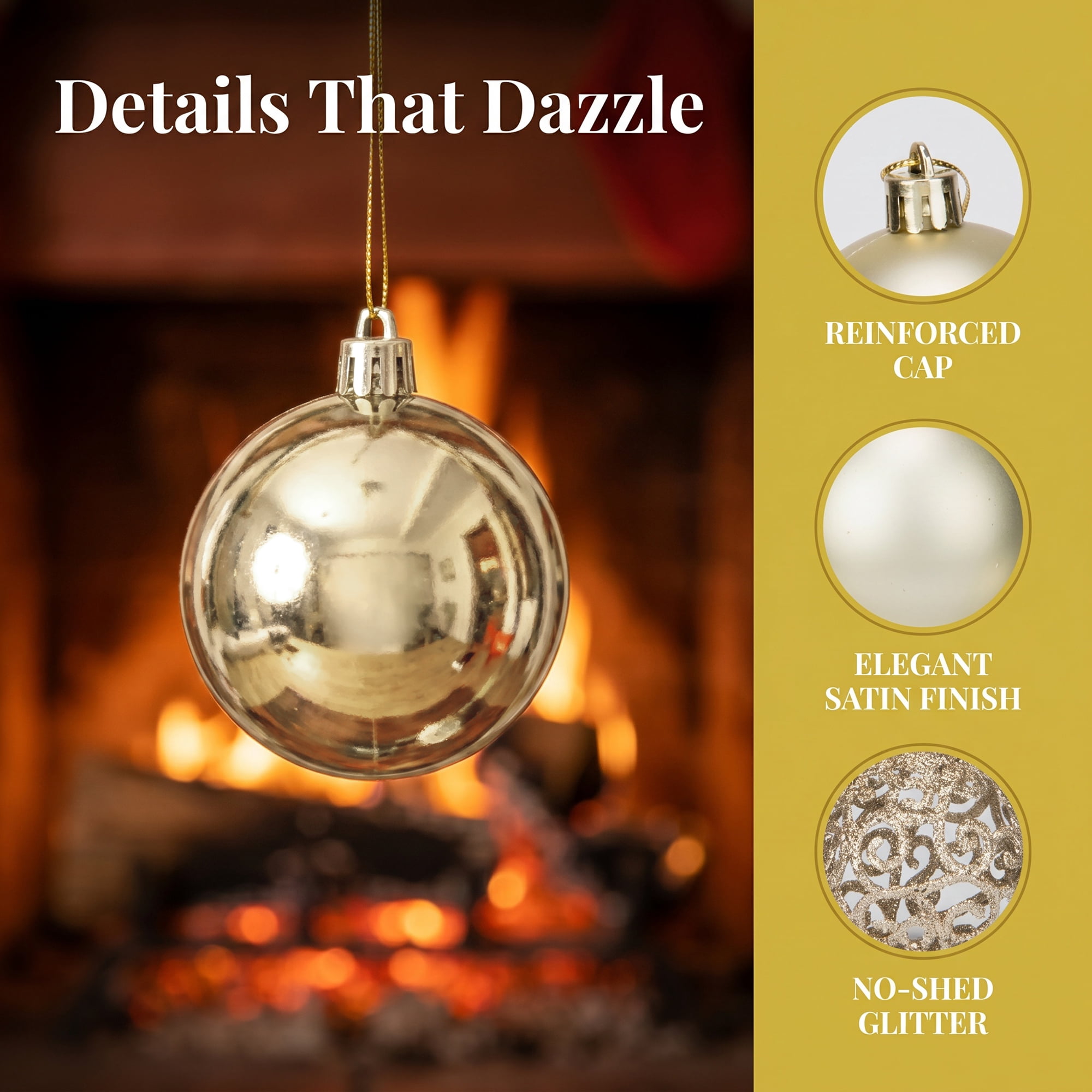 Unique Bargains 6 Pack Electroplated Sphere Orbs Christmas Tree Ornaments Champagne 2.4"
