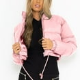 thumbnail image 4 of YueHuiYing Women's Cropped Long-sleeved Jacket Zip Up Winter Short Quilted Jackets Bubble Coat, 4 of 7
