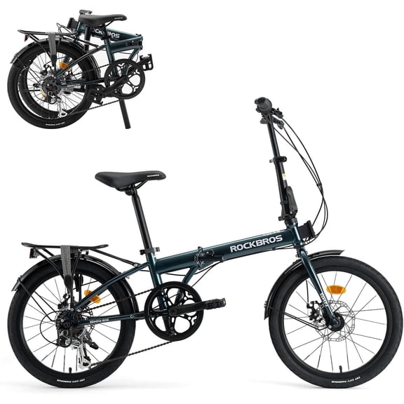 ROCKBROS SKN Folding Bike 20" Sports City Racing Bike Hight-Carbon Steel 7-speed SHIMANO SL-RV300 Mechanical Disc Brakes Folding Bicycle