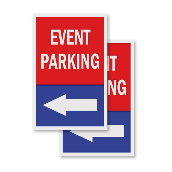 Event Parking With Arrow (2-PACK) 24" x 36" Vinyl Decals | Sign Insert Peel & Stick Decals Stickers Window Signs