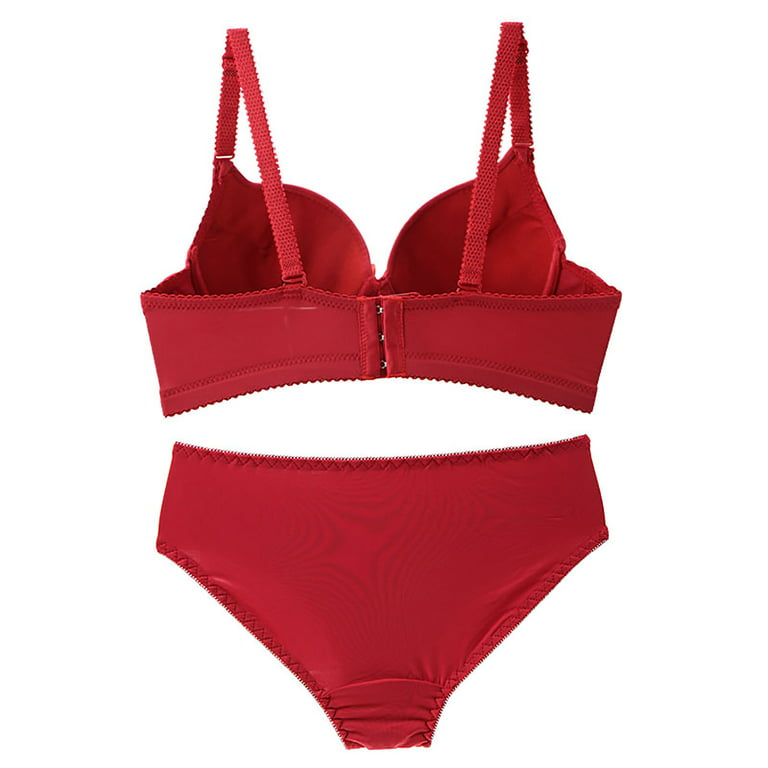 HWRETIE Womens Bras Plus Size Clearance Savings Lingerie Set Sexy Bra and  Panties Summer Sthin Lingerie Set Rollbacks Red 2XL 