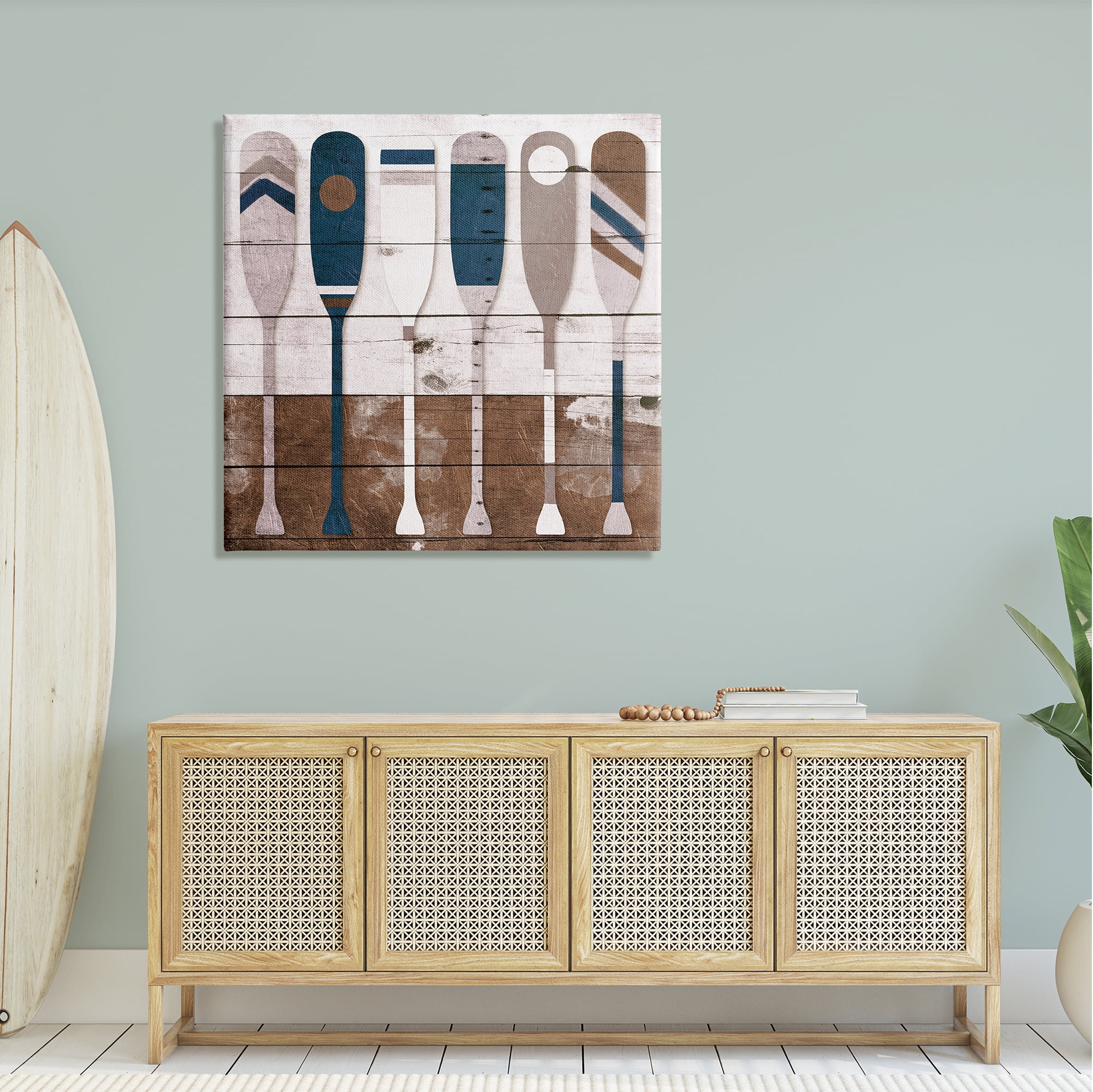 Stupell Industries Ocean Paddle Ores Grain Pattern Rustic Cabin Design Graphic Art Gallery-Wrapped Canvas Print Wall Art, 36x36, by Milli Villa