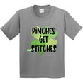 thumbnail image 3 of Inktastic St. Patrick's Day Pinches Get Stitches Shamrocks Youth T-Shirt, 3 of 5