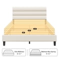 thumbnail image 3 of Bolvdo Queen Bed Frame with Velvet Upholstered Headboard, Metal Support, No Box Spring Needed, Noise Free, Easy Assembly, Beige, 3 of 8