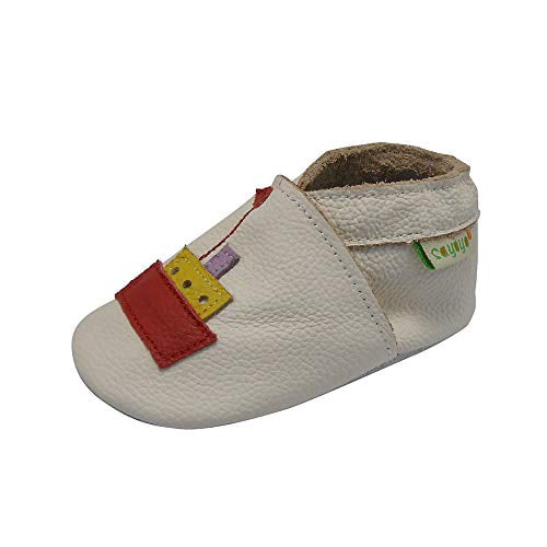 SAYOYO Soft Sole Leather First Walking Baby Shoes Toddler Moccasins 12-18 Months Yellow