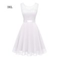 thumbnail image 2 of Minnieouse Vestido de mujer Color sólido Encaje Empalme Fiesta Citas Retro Swing Vestidos Mezcla de algodón Moda Ropa casual M Blanco Vestidos XXXL Weiß, 2 of 6