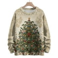 thumbnail image 4 of WTOBBY Women's Christmas Printed Knitted Sweater Top, Long Sleeve Round Neck Casual Pullover, Holiday Themed Yarn Sweater for Women,Khaki M, 4 of 6
