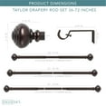 thumbnail image 4 of SnugSet 1" Bronze Taylor Knob Adjustable Single Curtain Rod, 36"-72", 4 of 6