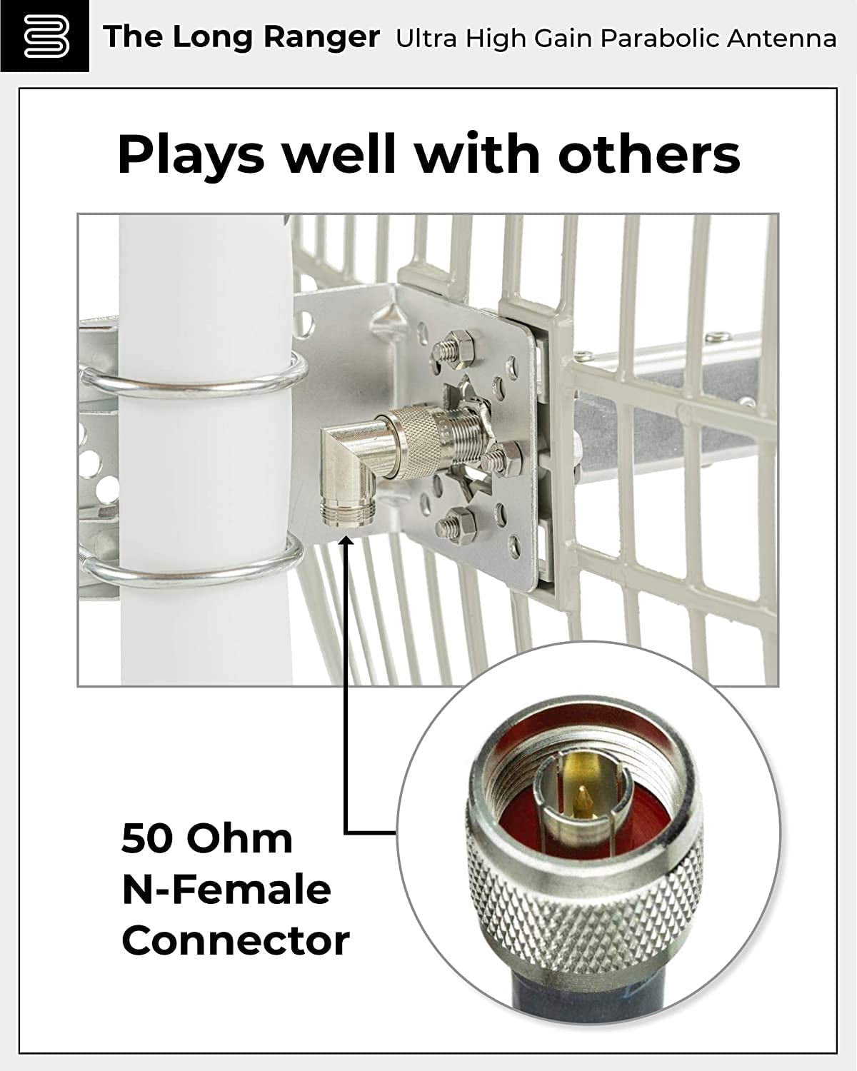 Bolton Technical Long Ranger Antenna | Upgraded Parabolic - Up to 20 Miles Range | All Cell Bands: 5G, 4G, LTE | WiFi 2.4/5 GHz WiFi 6 | High Gain Cellular/WiFi Antenna up to +28 dB | All Carriers
