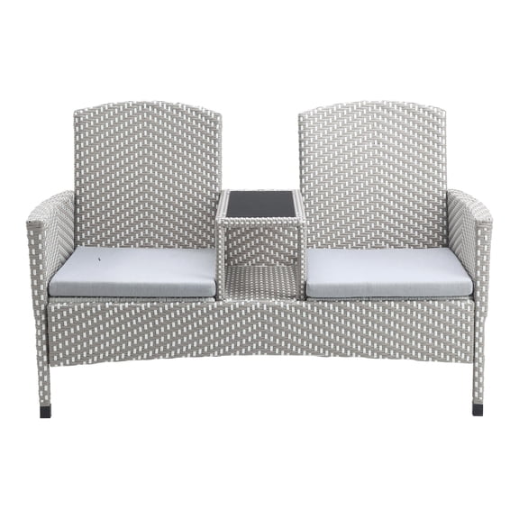 Furniture of America Azur Gray Metal Wicker Patio Conversation Loveseat