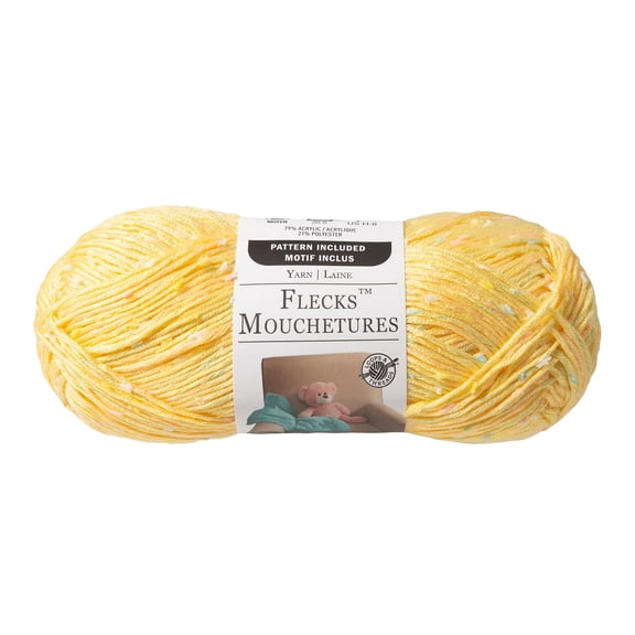 Flecks Yarn by Loops & Threads - Yarn for Knitting - Crochet - Weaving - and Arts & Crafts - Yellow - Acrylic Blend - 6.53 oz
