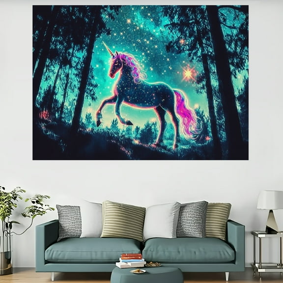 RKSupls Glow-in-the-Dark Unicorn Tapestry, Home Tapestry Suitable for Hanging for Decorative Wall Hanging, Decorative Bedroom, Living Room Decoration - 60x40in