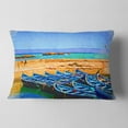 thumbnail image 2 of Designart Blue Boats in Sea - Seascape Throw Pillow - 12x20, 2 of 5