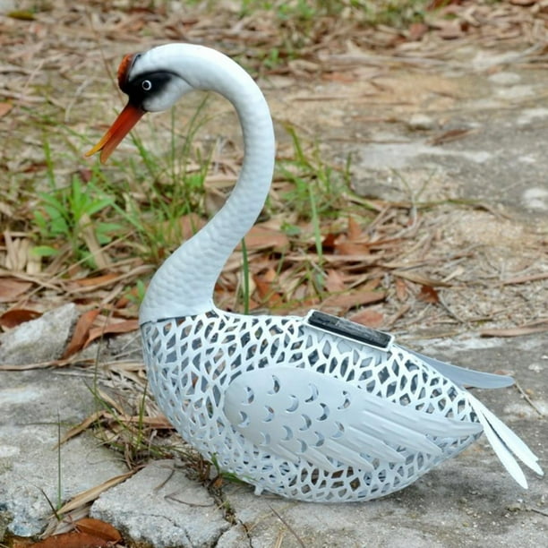 Lámpara de jardín perfecl con forma de animal Cisne 3D energía solar